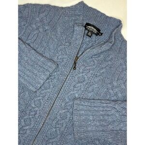 Icelandic Designs Women's Medium‎ Blue 100% Wool Nordic Full Zip Knit Jacket